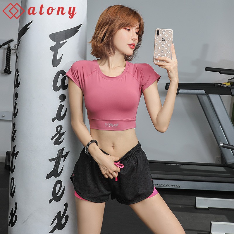 Áo Croptop Tập Gym, Yoga, Zumba Nữ ATONY Cao Cấp, Thời Trang, Co Giãn 4 Chiều, Thoáng Mát