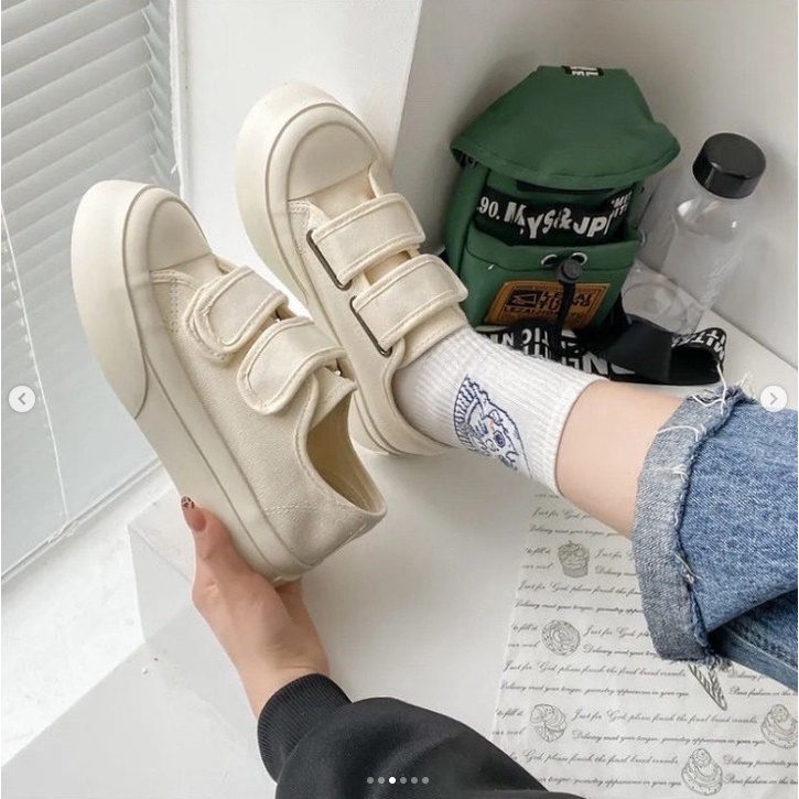 Giày thể thao vải canvas quai dán đế bánh mì ulzzang -  G02