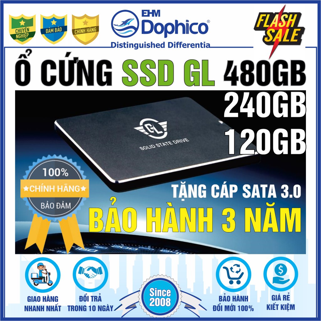 Ổ cứng SSD GL 480GB/240GB/120GB – CHÍNH HÃNG – Bảo hành 3 năm – Tặng cáp dữ liệu Sata 3.0