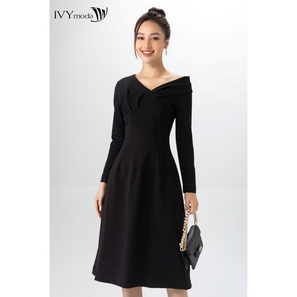 Đầm thun nữ lệch vai IVY moda MS 39B9097