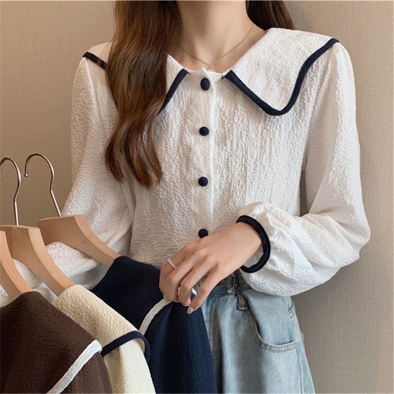 Áo Voan Tay Phồng Cổ Búp Bê Hàn Quốc JL-TX-525