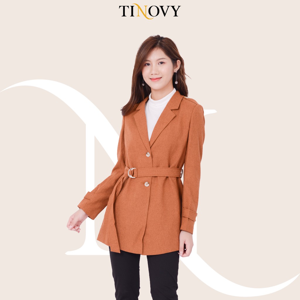 Áo Măng Tô Nữ TINOVY Dáng Lửng Cổ 2 Ve Có Đai Cao Cấp H0991