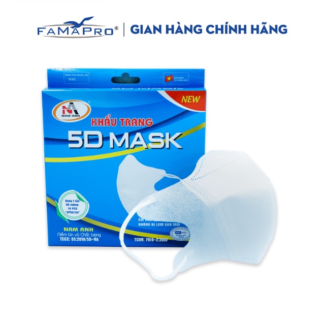 Khẩu trang y tế kháng khuẩn 3 lớp Famapro 5D Mask (10 cái/hộp )