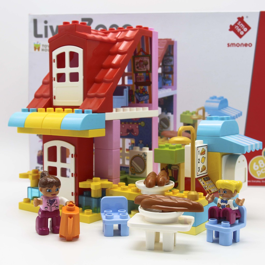 Bộ đồ chơi lắp ghép smoneo duplo Cửa hàng thức ăn nhanh vui vẻ 68 chi tiết Toyshouse - 55001