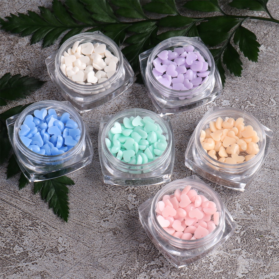 Hộp phụ kiện trang trí móng tay STZPRONAIL hình trái tim 3D màu trắng bằng nhựa resin cao cấp