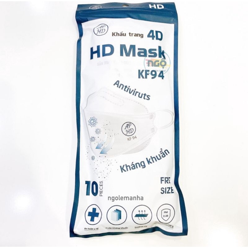 COMBO 10 TÚI Khẩu Trang 4D KF94 HD - Hoàng Dũng Mask Chống Bụi Mịn