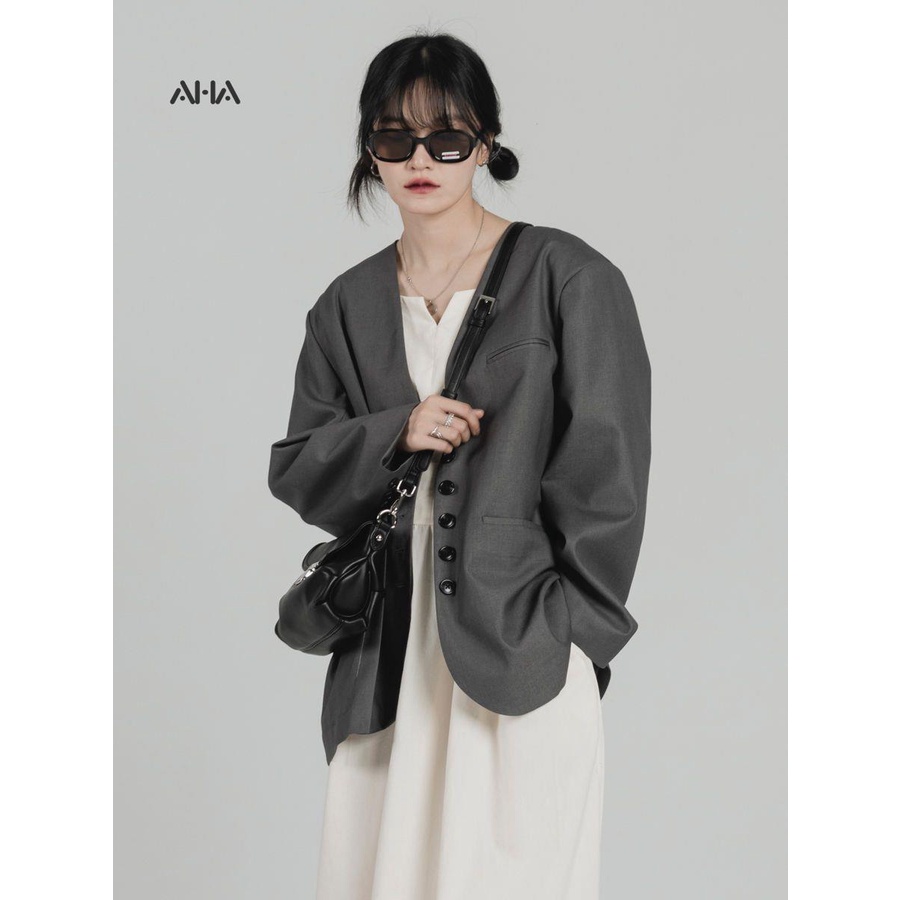 Túi xách AHA official chất liệu da mềm có khóa kích cỡ lớn phong cách cổ điển