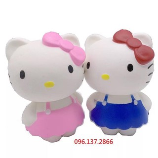 ( xanh ) Đồ chơi Squishy mèo hello kitty xanh  đáng yêu hết cỡ AA