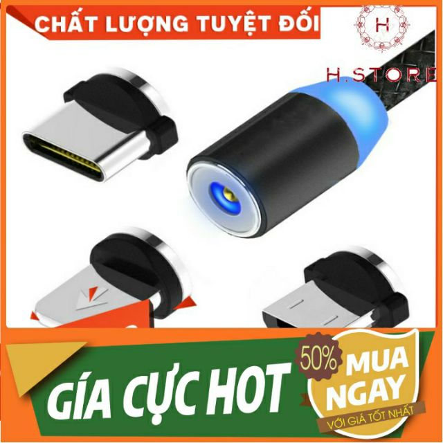 CÁP SẠC TỪ TÌNH 3 ĐẦU ĐA NĂNG SAMSUNG-TYPE C- IPHONE ** SẠC NHANH 2A**