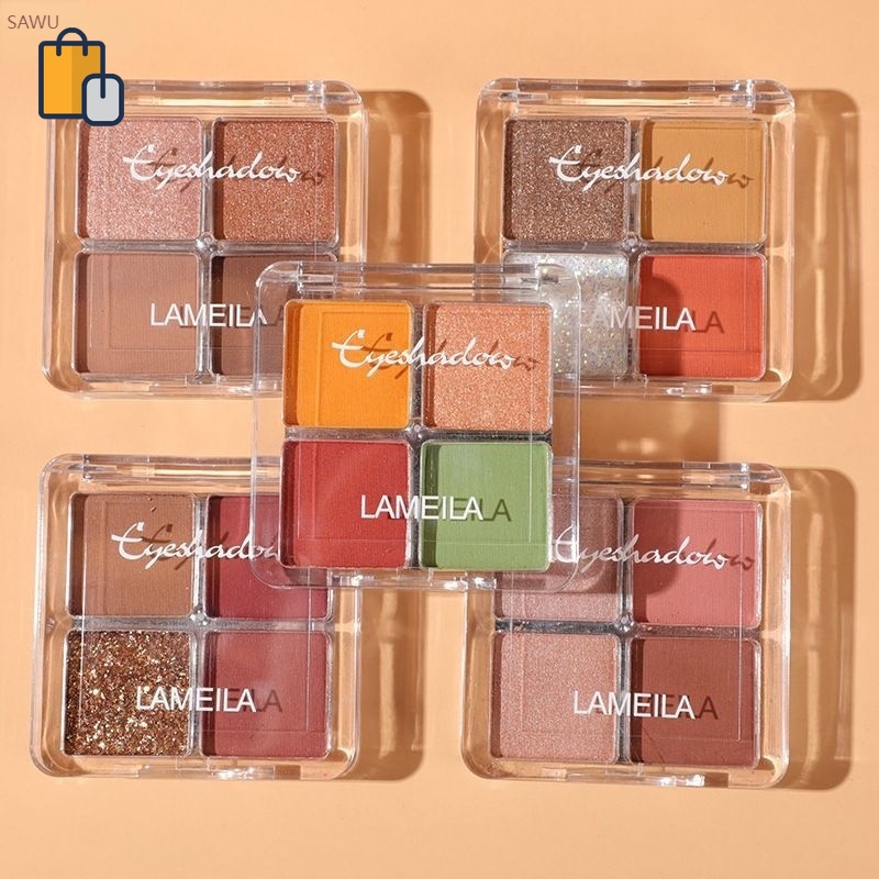 Bảng Phấn Mắt 4 Màu Lì Và Nhũ Lấp Lánh JP6 OUYOU