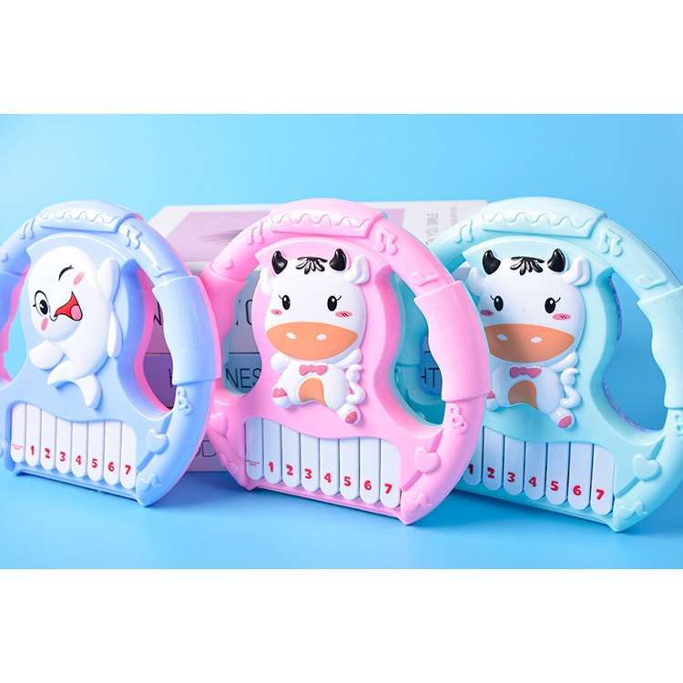 Đồ Chơi Đàn Organ Điện Tử Giả Vô Lăng Có Nút Âm Thanh Họa Tiết Hoạt Hình Giáo Dục Sớm Cho Bé Trai Và Gái