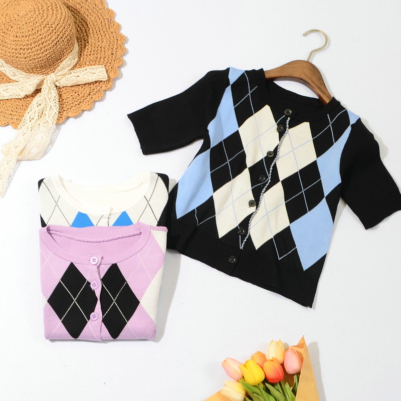 SUXI Áo Sơ Mi Ngắn Tay Họa Tiết Ca Rô Phong Cách Hàn Quốc Dành Cho Nữ