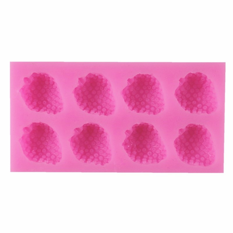 Khuôn silicone làm bánh kẹo tạo hình trái dâu 8 ngăn tiện lợi