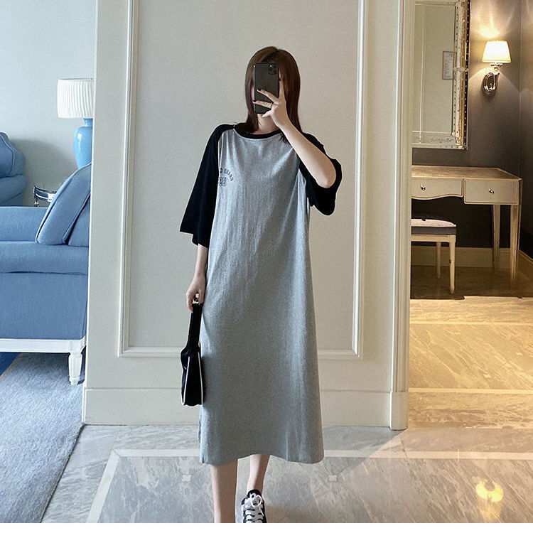 Large Size Women's Dress Thin Loose Korean Mid-length T-shirt Dress