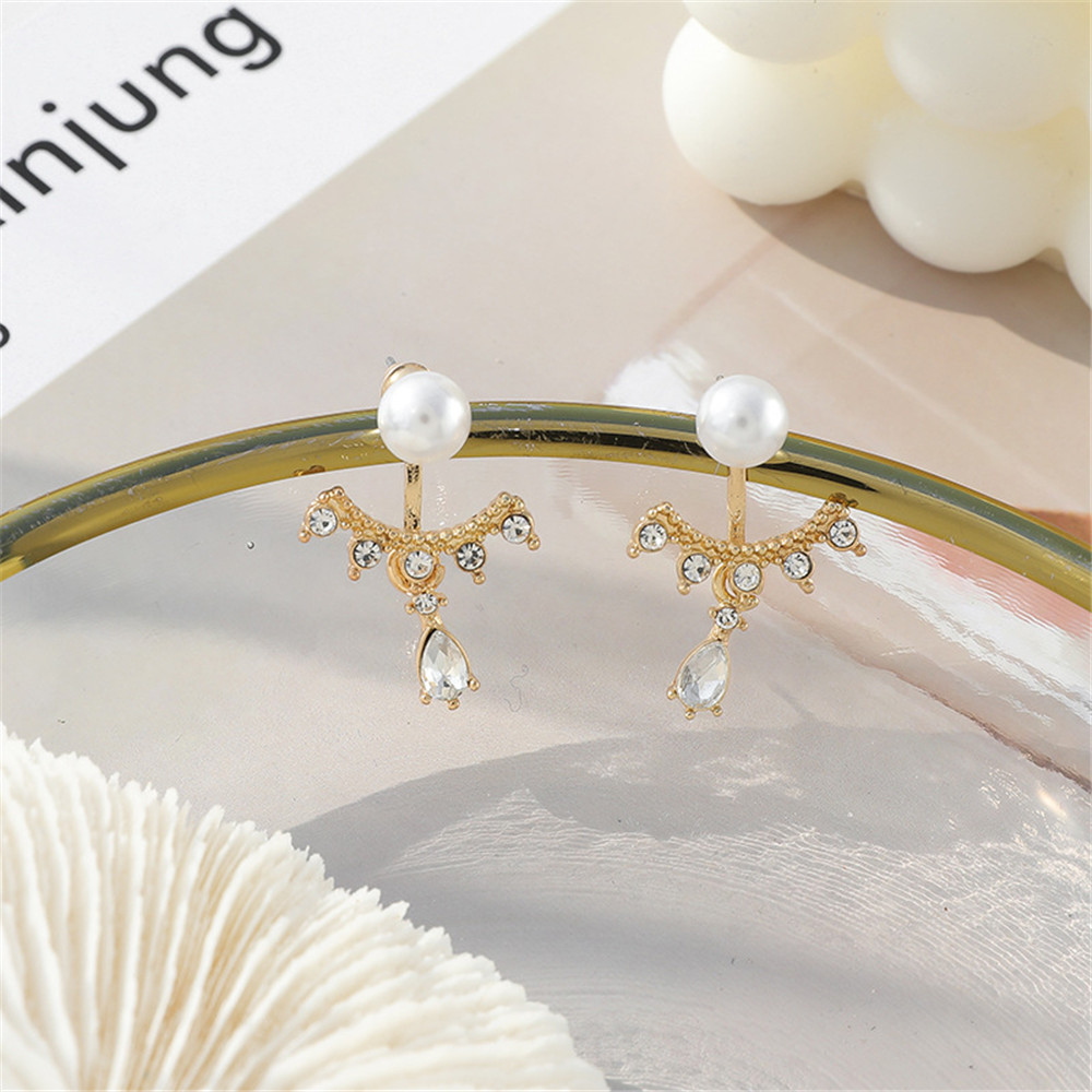 Bông Tai Dáng Dài Đính Đá Phối Ngọc Trai Thời Trang S925 Cho Nữ Yanqueens Trang sứ Quà tặng