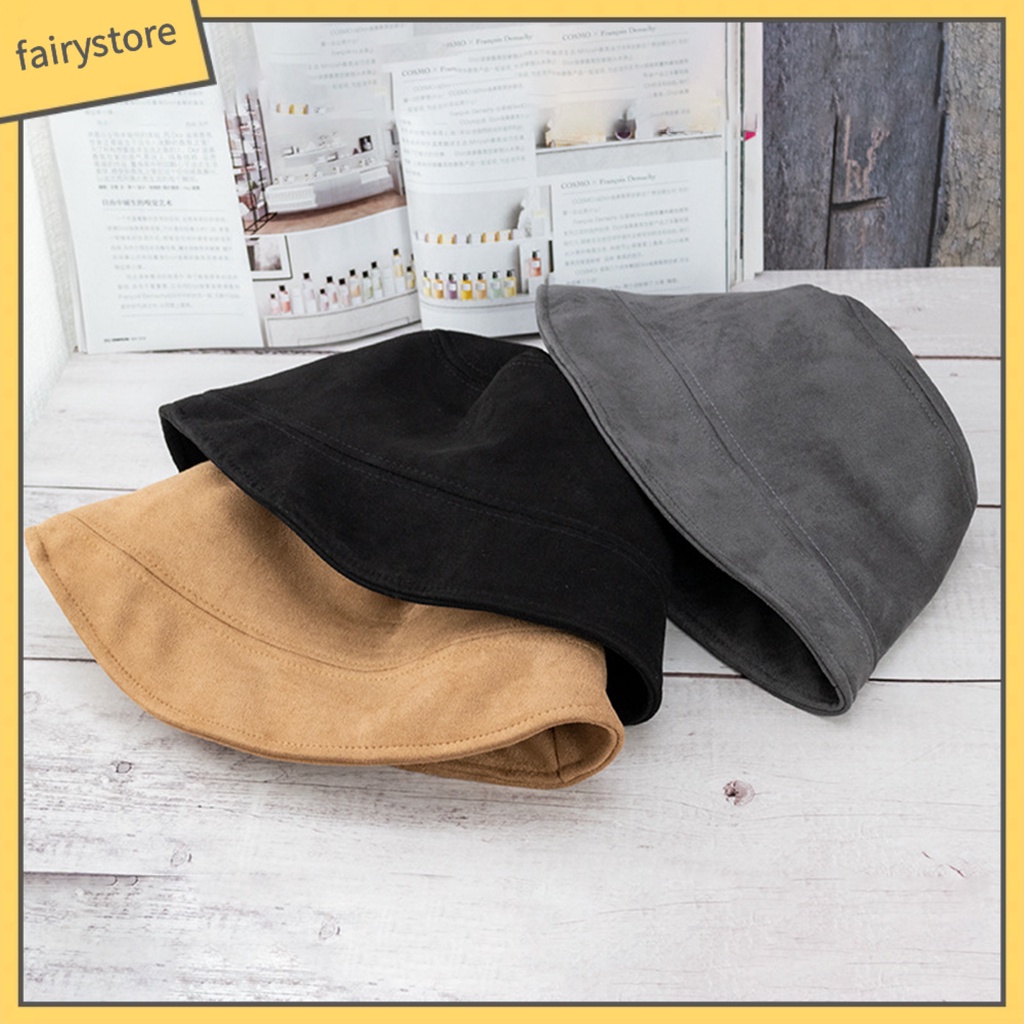 Nón bucket bằng da lộn thời trang thu đông cho cả nam và nữ