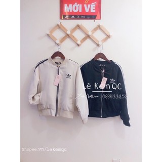 áo khoác bomber logo phối sọc da lộn