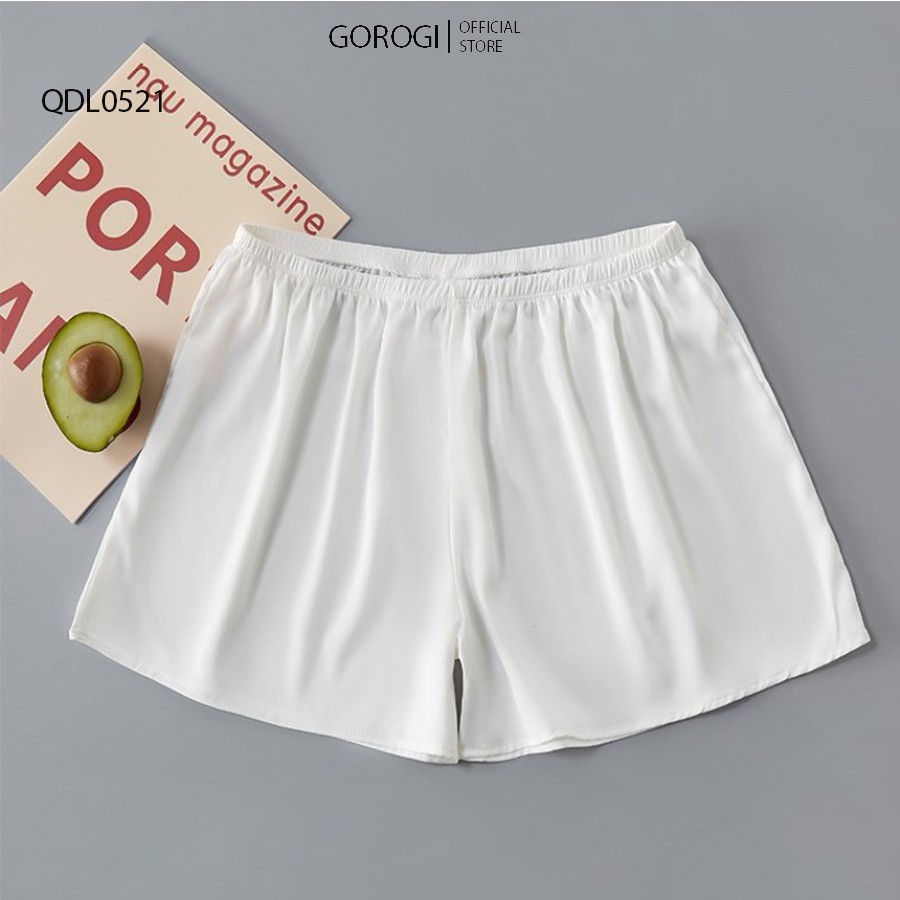 Quần short mặc nhà GOROGI, quần đùi sooc nữ chất lụa satin mềm mịn siêu thoáng mát | BigBuy360 - bigbuy360.vn