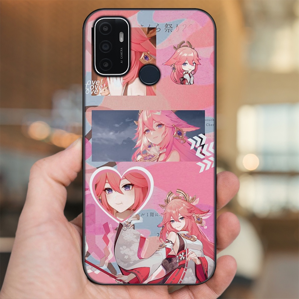 Ốp lưng Oppo A53 viền đen in hình Yae Miko Genshin Impact