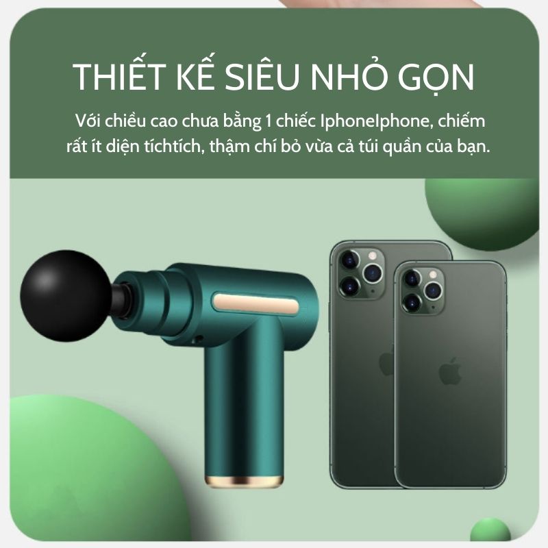 Súng Massage mini JIASHI 4 đầu 6 cấp độ thư giãn toàn thân nhanh chóng giải tỏa mệt mỏi - SMS04