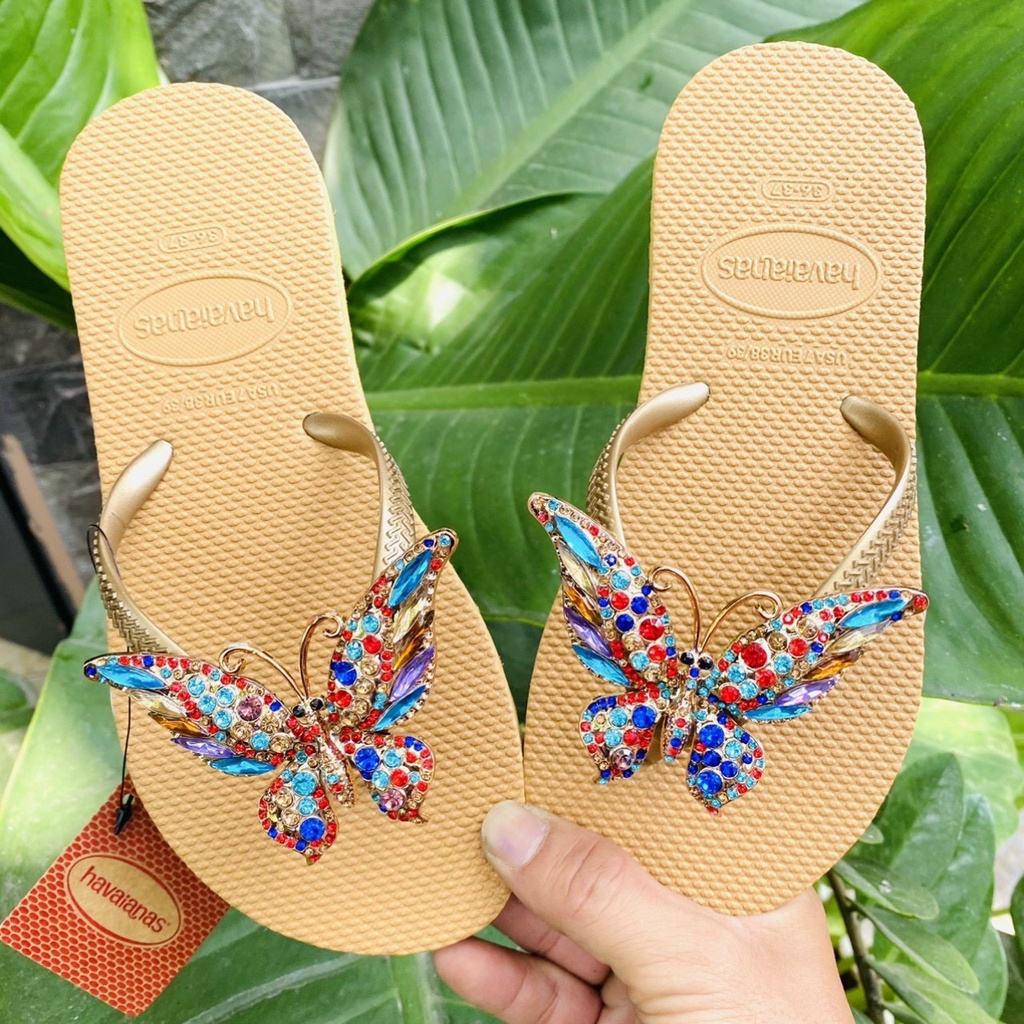 Dép kẹp nữ đính charm bươm bướm xinh xắn thời trang hot trEND