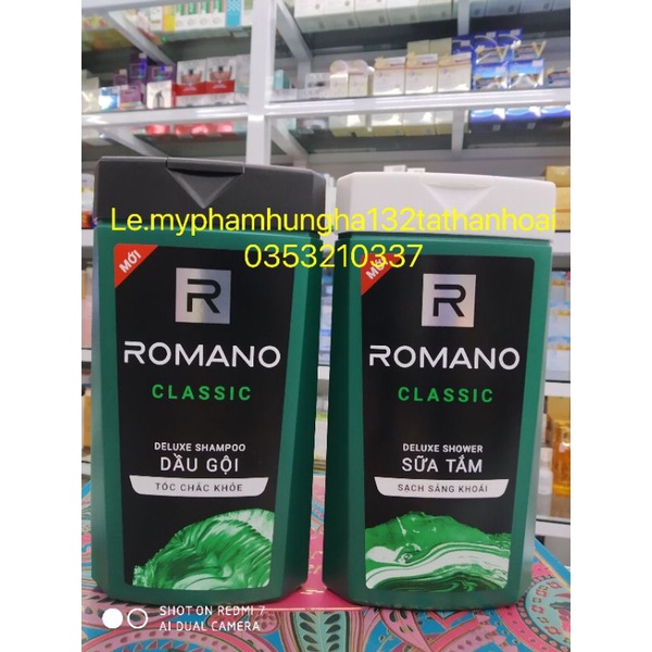 CẶP DẦU GỘI & SỮA TẮM ROMANO CLASSIC HƯƠNG NƯỚC HOA NAM TÍNH 180 ML/CHAi