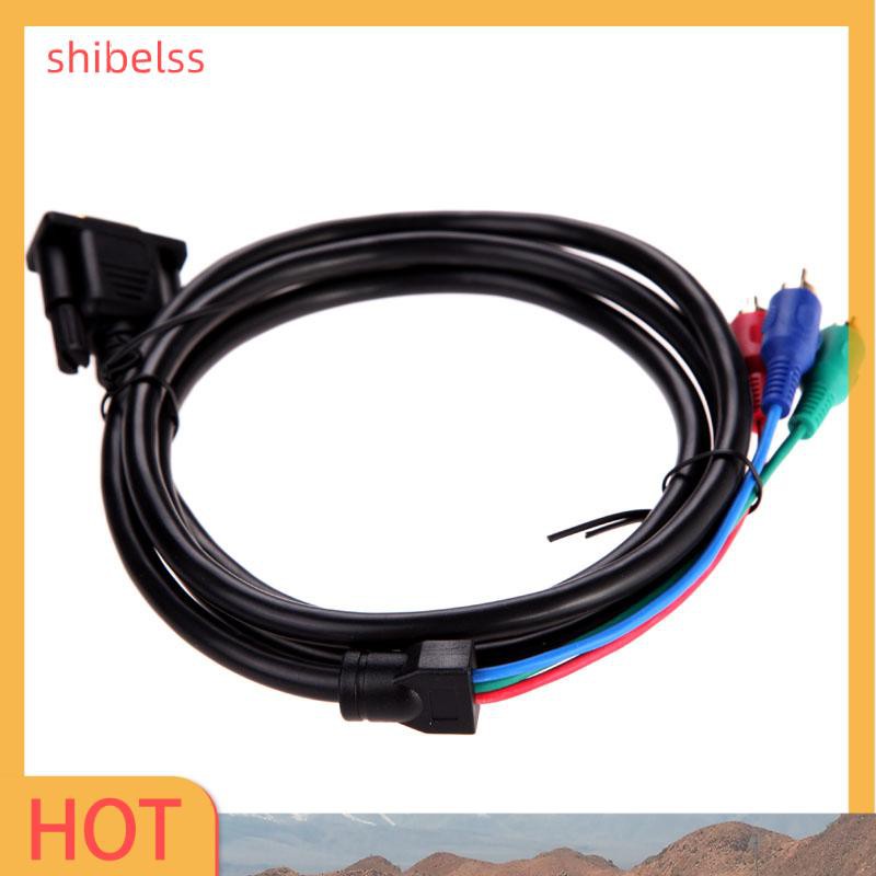 Shibelss 1.5m 5Ft VGA to TV 3 RCA Component AV Adapter Cable for PC Laptop