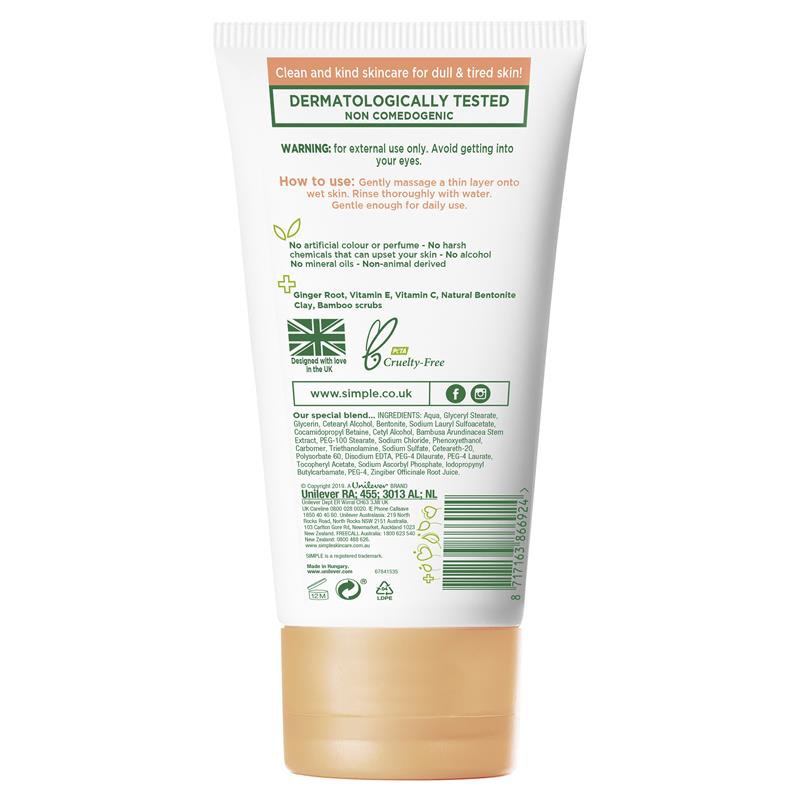 [TOP 1 SHOPEE] Sữa rửa mặt Simple Protect N Glow Express Glow Clay Polish 150ml (Bill Anh)