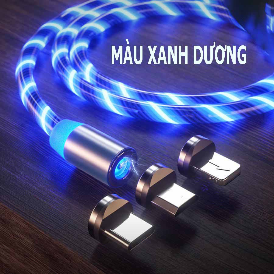 Cáp sạc nam châm dây phát sáng đầu Micro USB | Dài 1M -2M, Xoay 360 |