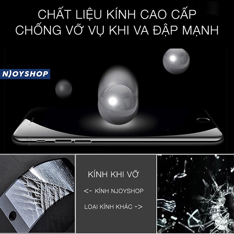 Kính Cường Lực iPhone 10D Siêu Bền Độ Cứng 9H Full Viền Cho 7 Plus 8 Plus Xs Max 11 Pro Max 12 Pro Max 13 Pro Max Njoy