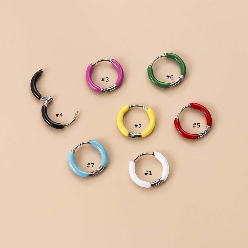 1 Khuyên Tai Tròn Đơn Bằng Thép Không Gỉ 10mm Unisex