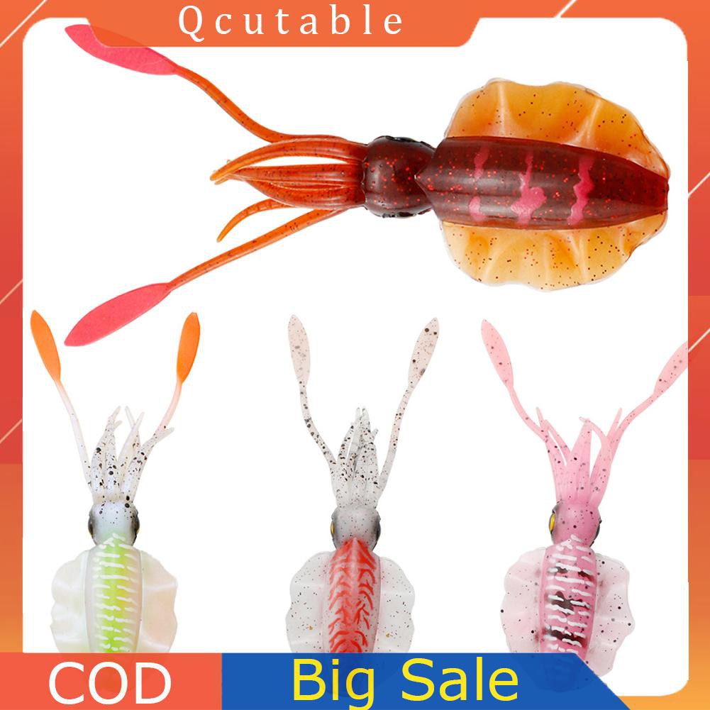 Mồi câu cá giả hình mực 3D phản quang 15cm độc đáo