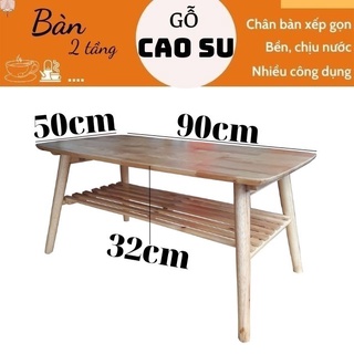 Bàn sofa 2 tầng xếp gọn 90x50x32cm bằng gỗ (Tự nhiên)