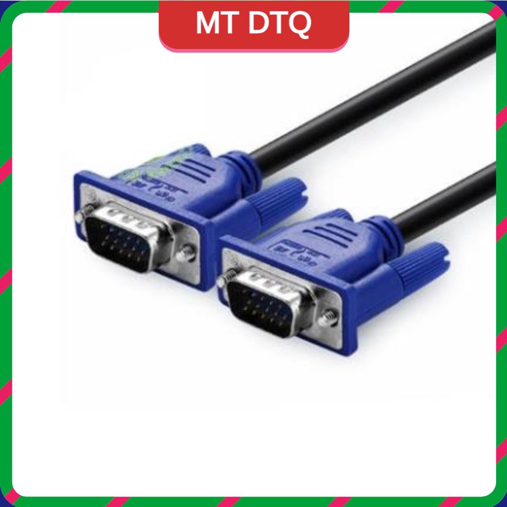 Dây VGA to VGA dài 1M5 màu đen, đầu xanh, Cáp máy tính VGA 1.5m giá rẻ