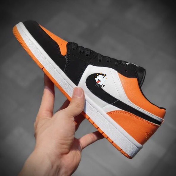 Giày Thể Thao Jordan Cam Đen Cổ Thấp Giầy Sneaker JD1 Low Màu Cam Cao Cấp