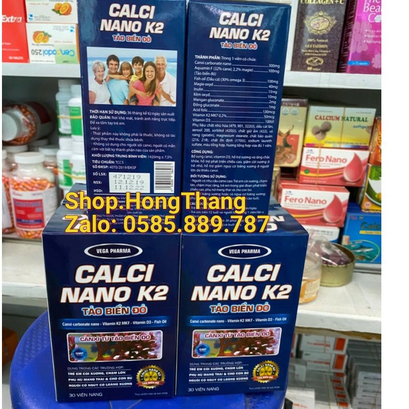 Calci Nano K2 Tảo Biển Đỏ Bổ sung canxi, chống còi xương, loãng xương, phát triển nhanh, xương chắc khỏe,