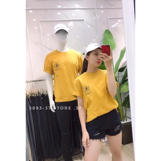 Áo phong cặp cổ tròn in logo bông lúa