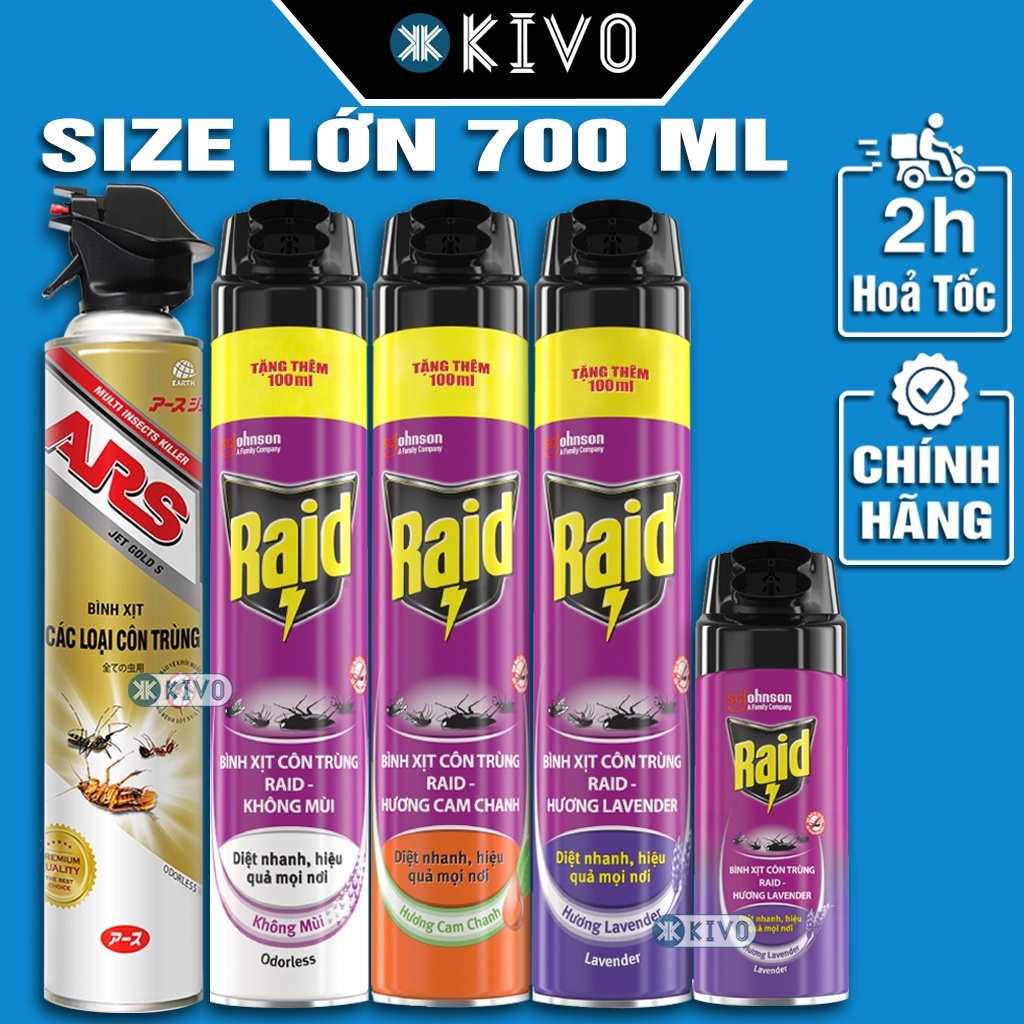 Bình Xịt Côn Trùng Nhật Bản ARS, Raid 700mML CHÍNH HÃNG - Diệt Kiến, Muỗi, Gián  - KIVO