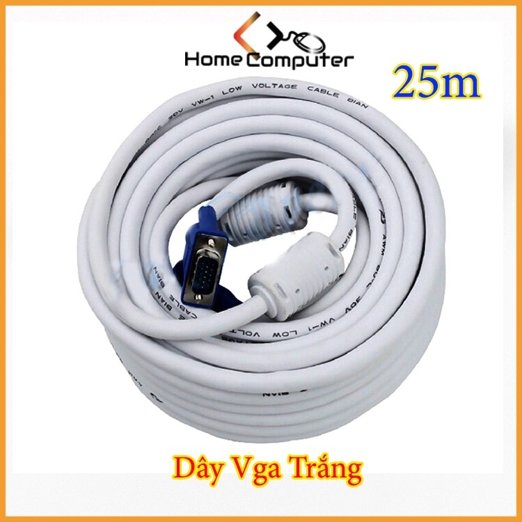 Dây Vga. Dây Cáp Tín Hiệu VGA 20m-30m Trắng chống nhiễu.hàng chất lượng. Bh 3 tháng. Home.mall