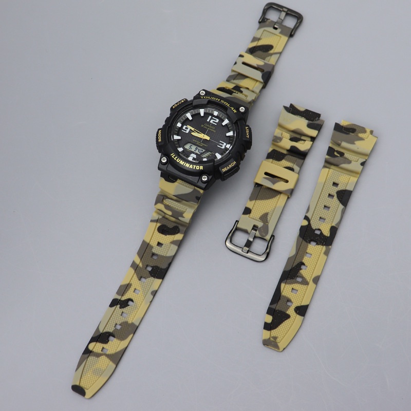 YIFILM Dây Cao Su Mềm 18mm Màu Camo Cho Đồng Hồ Casio W-218H AE1200/1000W/1300 W-800H 216H 735H