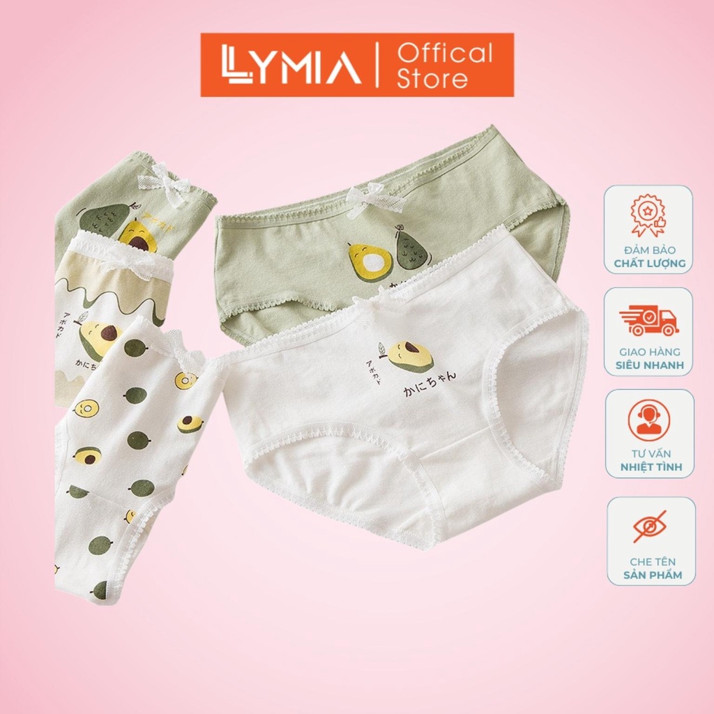 Quần Lót Nữ Cotton LYMIA Co Dãn 4 Chiều Hình Quả Bơ Cute Có Size