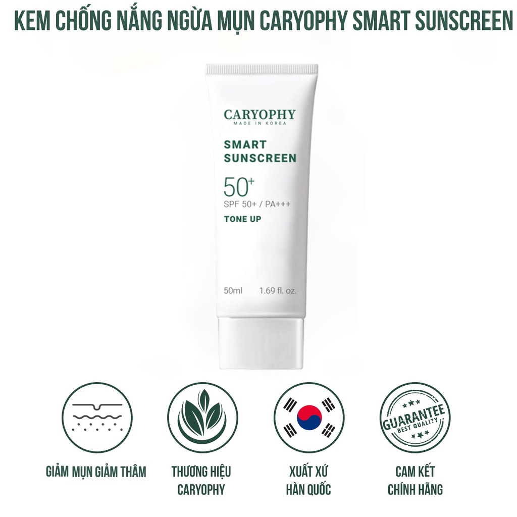 SAMPLE Kem chống nắng ngừa mụn, giảm thâm, bảo vệ da khỏi tia UV Caryophy Smart Sunscreen Tone Up 5ml
