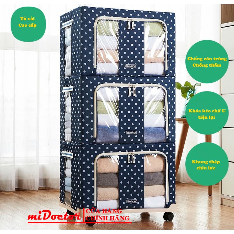 Bộ 3 Túi Đựng Chăn Màn Khung Sắt Gấp Gọn Cao Cấp miDoctor (CÓ CHỌN LOẠI MÀU)