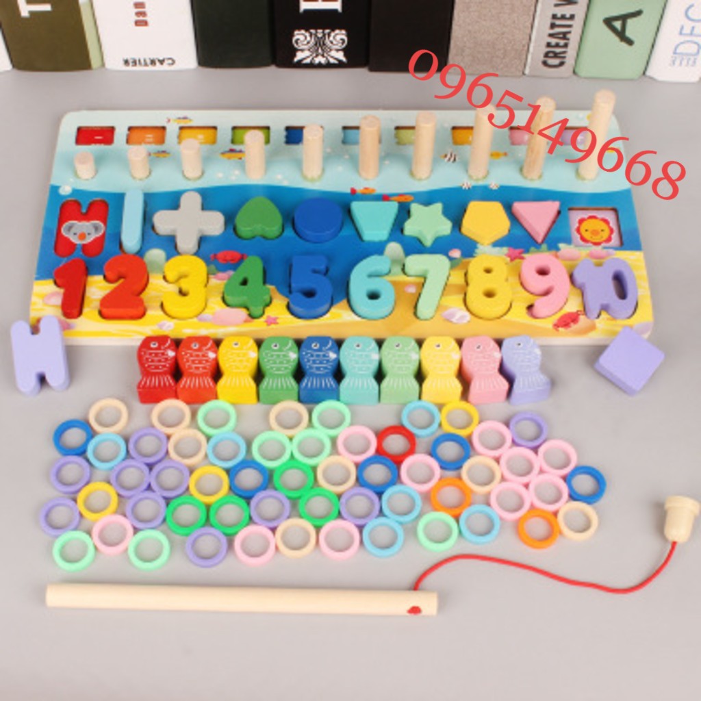 đồ chơi bảng chữ số xếp hình gỗ trí tuệ dành cho bé học đếm
