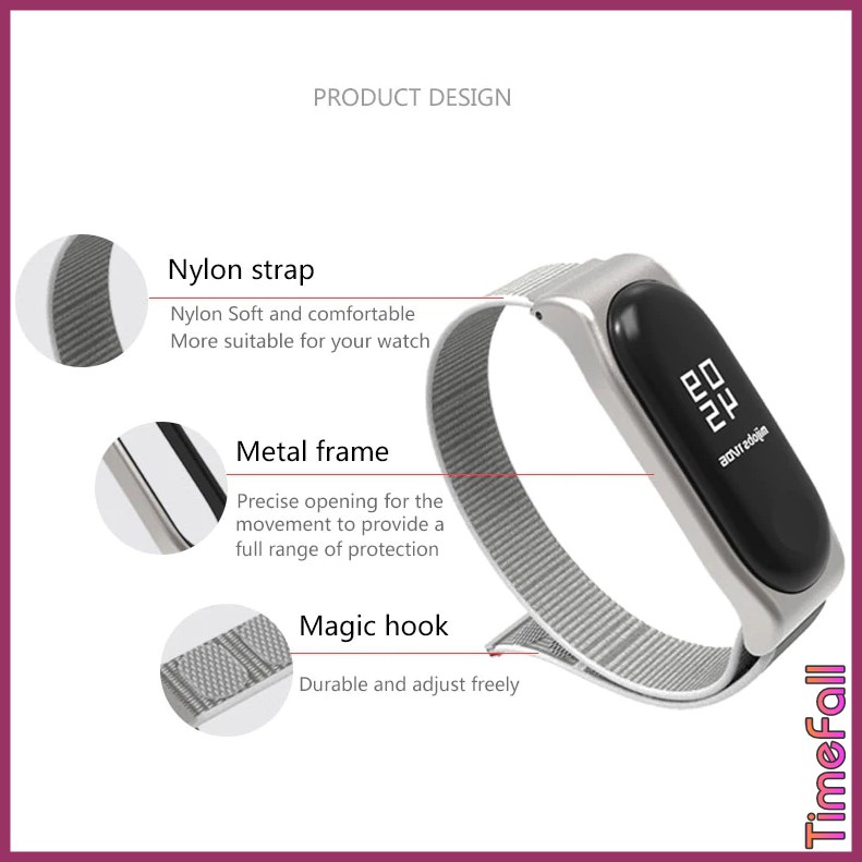 Dây đeo mi band 6, Mi band 5 nylon mặt kim loại CLASSIC chính hãng MIJOBS, dây đeo thay thế miband 5, miband 6 nylon