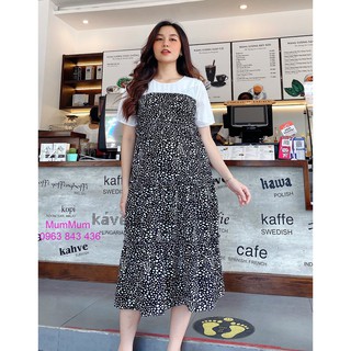 Đầm bầu Maxi hoa nhí nhún tầng nhẹ nhàng