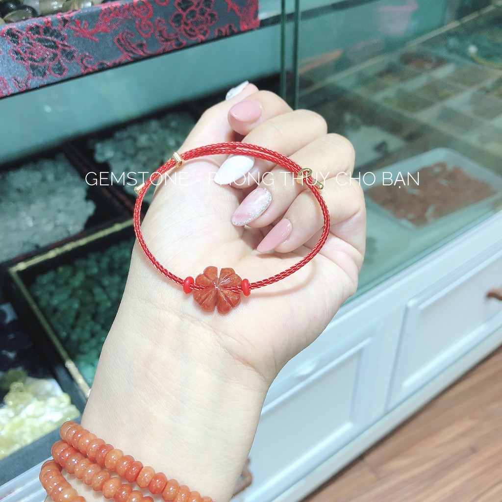 Vòng Tay Cỏ 4 Lá Ngọ.c May Mắn - Bình An ( Dây cáp Freesize)