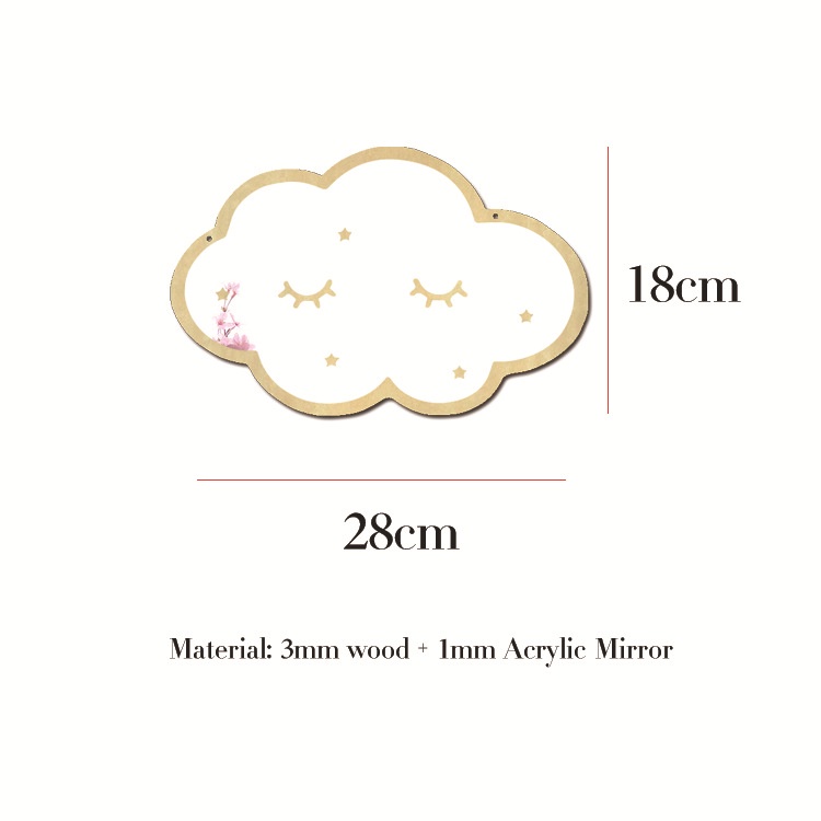 Gương Trang Điểm Hình Đám Mây Hoạt Hình Bằng Gỗ Sáng Tạo