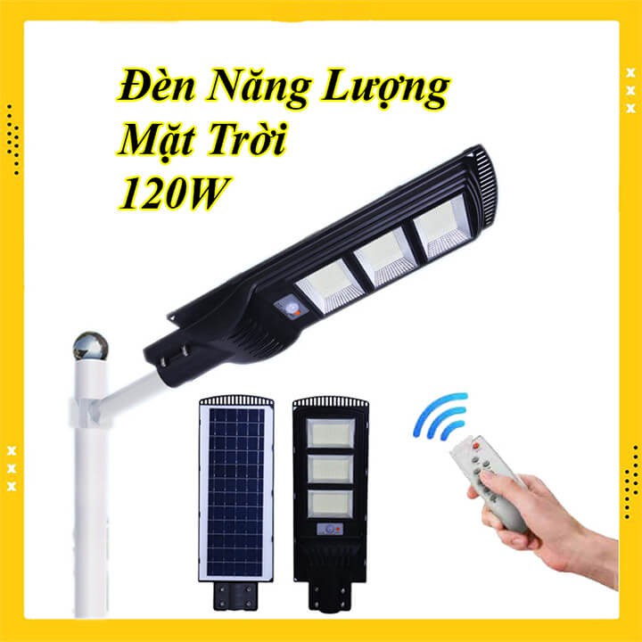 Đèn đường năng lượng mặt trời cảm biến ánh sáng 120W, đèn năng lượng mặt trời sân vườn