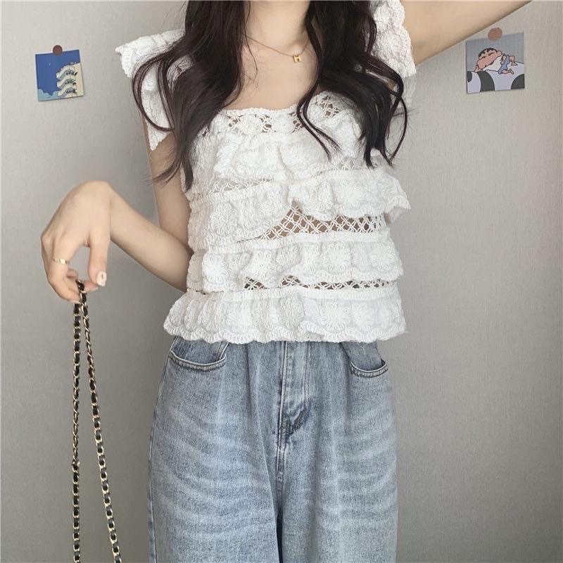áo len sợi đan kiểu tầng vai cánh tiên (160#)